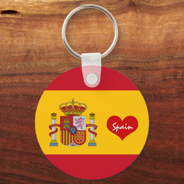 Chaveiro Bandeira espanhola com coração vermelho, Espanha d (Frente)