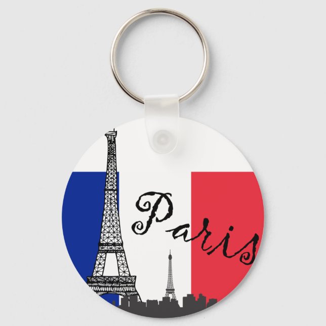 Chaveiro Bandeira francesa e Torre Eiffel (Frente)