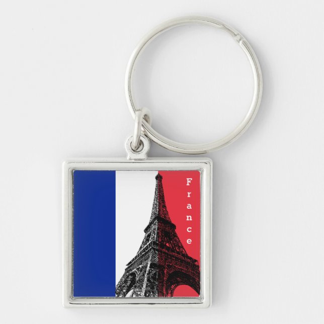 Chaveiro Bandeira francesa & Eiffel Tower - França / fãs de (Frente)