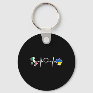Chaveiro Bandeira Italiana Ucraniana - Coração de Ucrânia I