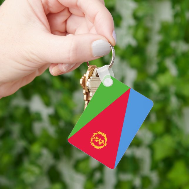 Chaveiro Bandeira Nacional da Eritreia Retângulo (Mão)