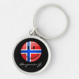 Chaveiro Bandeira Norueguesa Sorridente e Brilhante