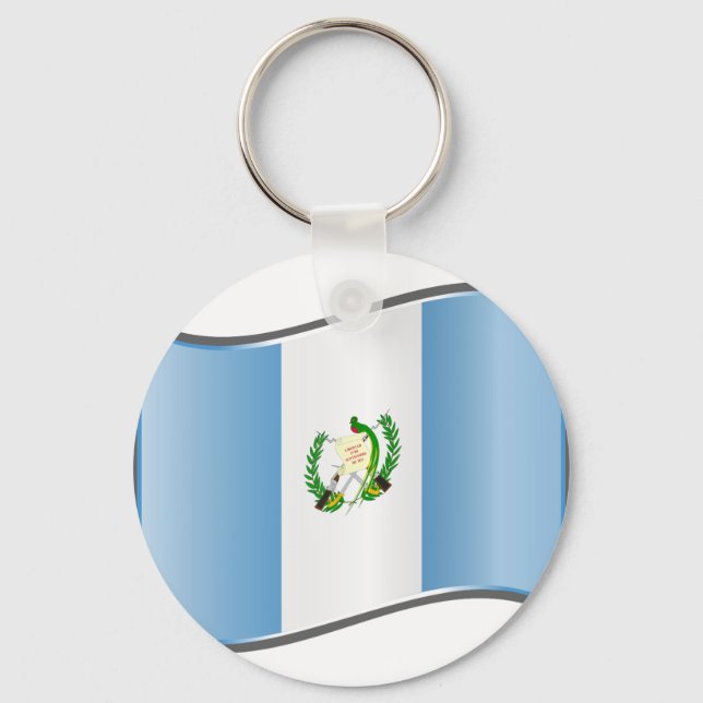 Chaveiro Bandeira ondulada da Guatemala (Frente)