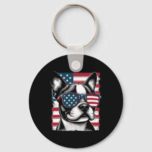 Chaveiro Bandeira Patriótica Americana do Terrier Boston