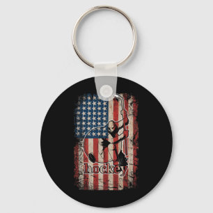 Chaveiro Bandeira Patriótica de Hóquei EUA Americana Para J