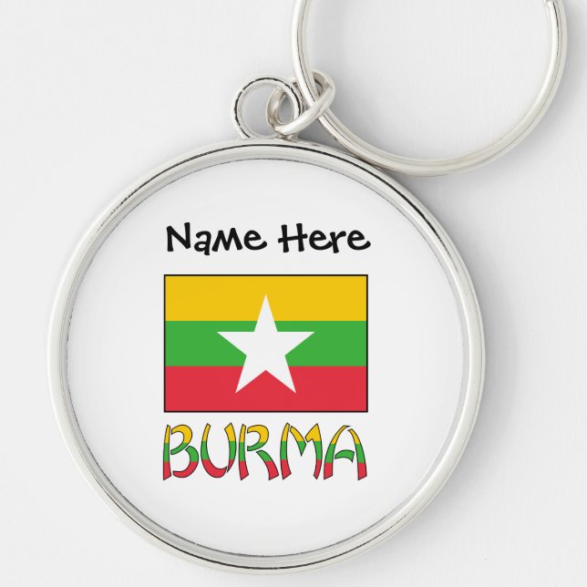 Chaveiro Bandeira Personalizada da Birmânia e Myanmar  (Frente)