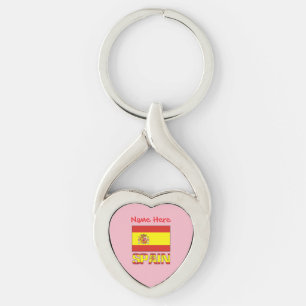 Chaveiro Bandeira Personalizada da Espanha Patrimônio Coraç