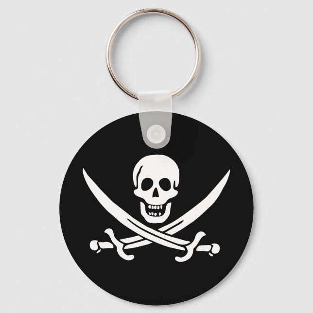 Chaveiro Bandeira Pirata Caveira Espadas Cruzadas (Frente)