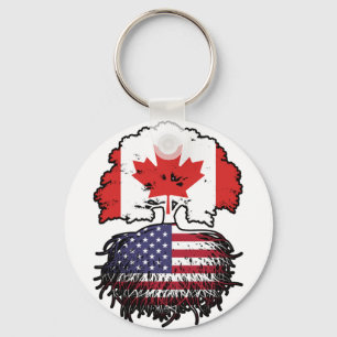 Chaveiro Bandeira Raízes Árvore Canadá Canadense Americano 