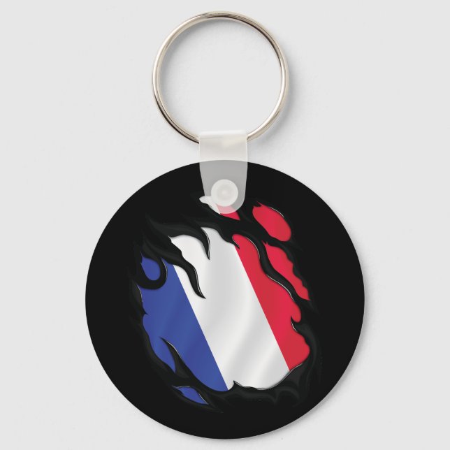 Chaveiro Bandeira Rasgada da França (Frente)