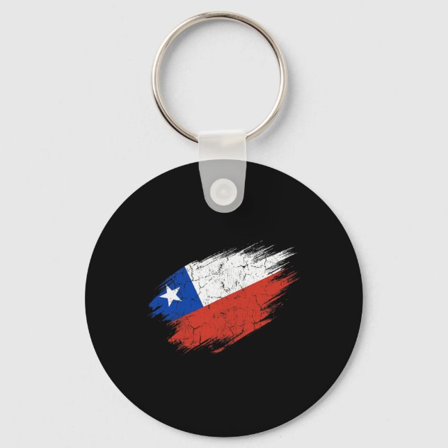 Chaveiro Bandeira Rasgada de Fã de Futebol do Chile Orgulho (Frente)