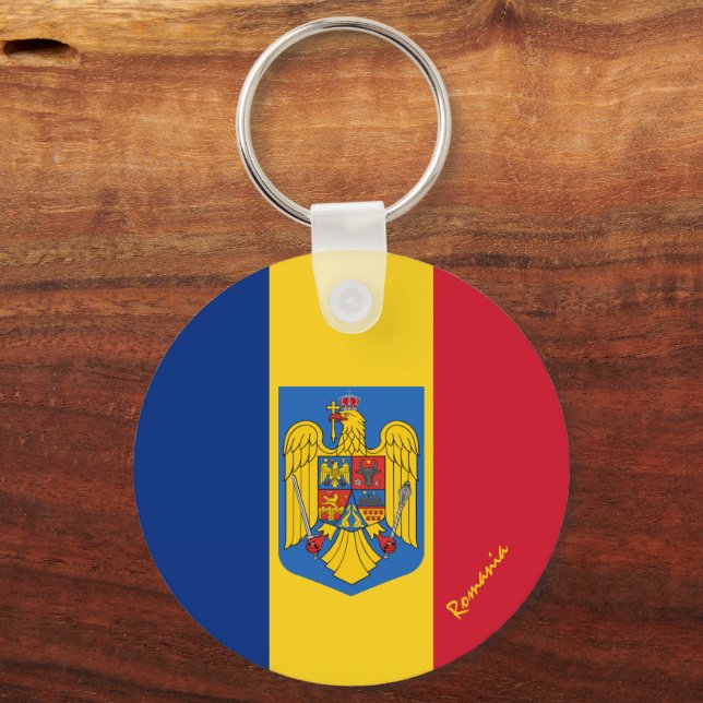 Chaveiro Bandeira romena, emblema e férias na Romênia / esp (Frente)