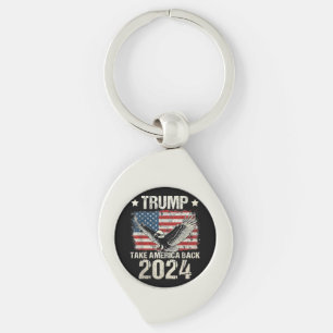 Chaveiro bandeira Trump 2024 leve a América de volta homens