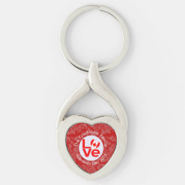 Chaveiro Bandeira Vermelha Canadense de AMOR Personalizada