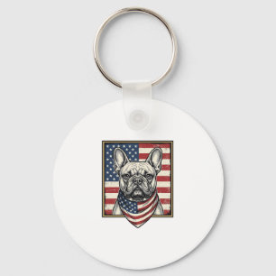 Chaveiro Bandeira Vintage Patriótica do Bulldog Francês