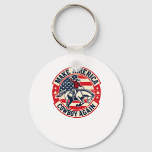 Chaveiro Bandeira Vintage Western Rodeo EUA Faz a América S