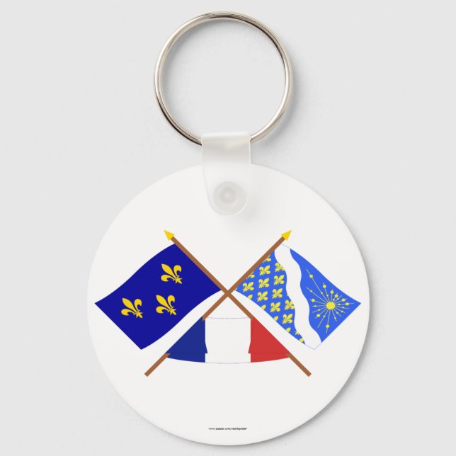 Chaveiro Bandeiras cruzadas de Île-de-France e Essonne (Frente)