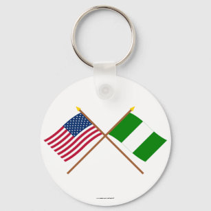 Chaveiro Bandeiras cruzadas dos EUA e da Nigéria