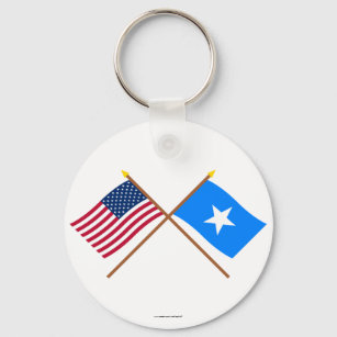 Chaveiro Bandeiras cruzadas dos EUA e da Somália