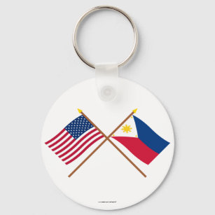 Chaveiro Bandeiras cruzadas dos EUA e das Filipinas