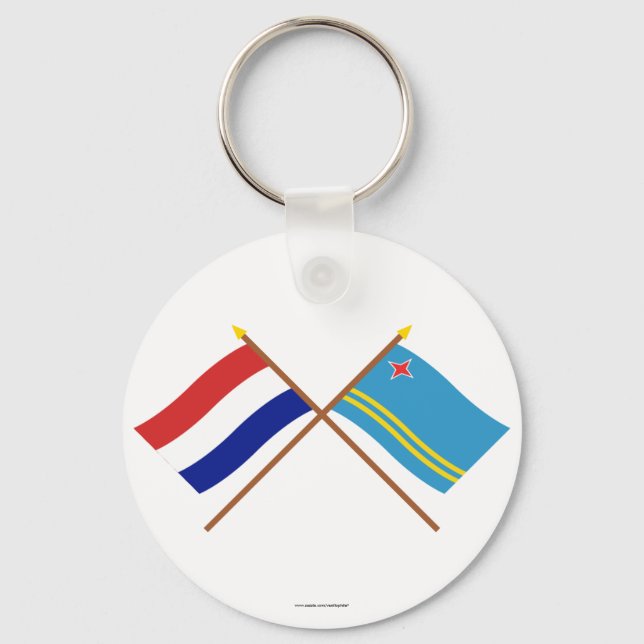 Chaveiro Bandeiras cruzadas dos Países Baixos e de Aruba (Frente)