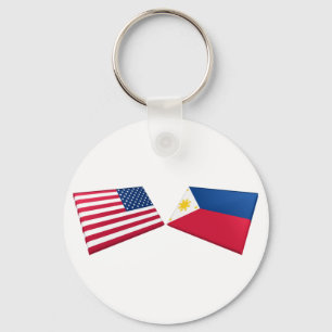 Chaveiro Bandeiras dos E.U. & das Filipinas