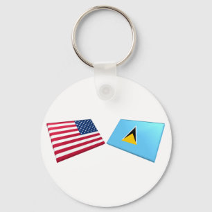 Chaveiro Bandeiras dos E.U. & do St Lucia