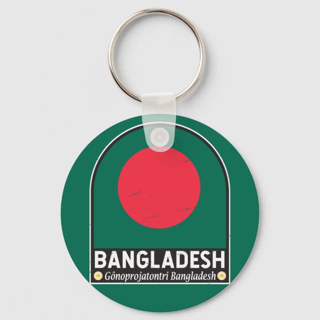 Chaveiro Bangladesh Flag Emblem Dissipado Vintage (Frente)