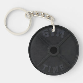 Chaveiro Barbell 45-lb plate "GYM TIME" for a gym person