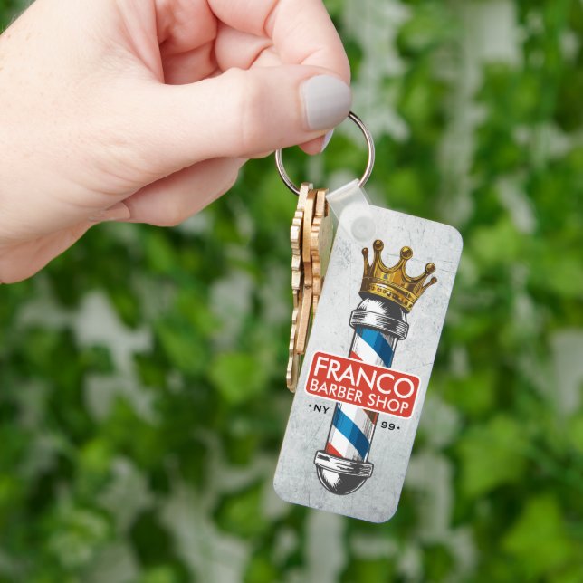 Chaveiro Barber Hair Shop King Crown Barber Pole Hair Salon (Mão)