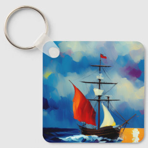 Chaveiro Barco à Noite