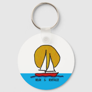 Chaveiro Barco a Vela ao Sol - Relaxar & Revitalizar