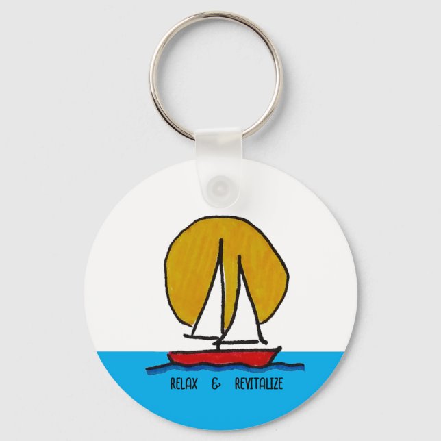 Chaveiro Barco a Vela ao Sol - Relaxar & Revitalizar  (Frente)