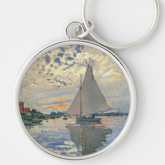 Chaveiro Barco à Vela de Monet Impressionismo Francês Arte  (Frente)