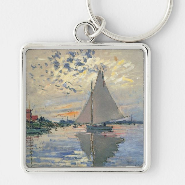 Chaveiro Barco à Vela de Monet Impressionismo Francês Arte  (Frente)