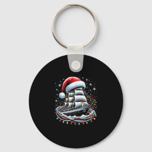 Chaveiro Barco de Cruzeiro de Natal Navegando Cercado B