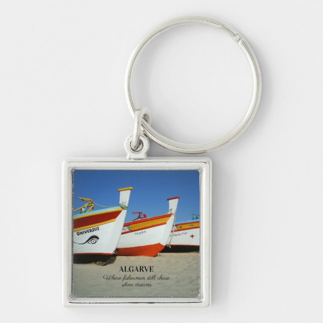 Chaveiro Barcos de Pesca na Foto de Praia de Algarve (Frente)
