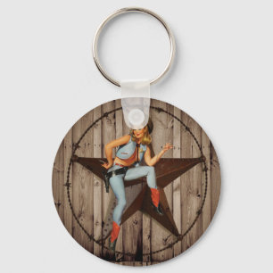 Chaveiro Barn Wood Texas Star West Country Cowgirl