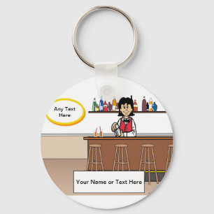 Chaveiro Bartender Personalizado - Cartoon Feminina