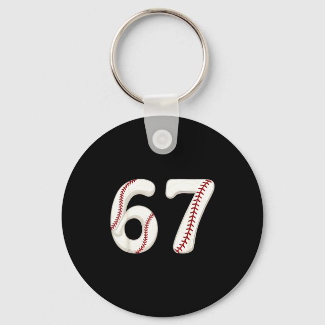 Chaveiro Baseball 67 Number Funny Six Seven Gen Alpha Meme  (Frente)