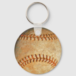 Chaveiro Baseball Branco Vintage com costura vermelha