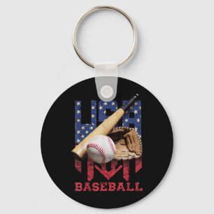 Chaveiro Baseball Patriótico 4 De Julho Homens EUA Bandeira