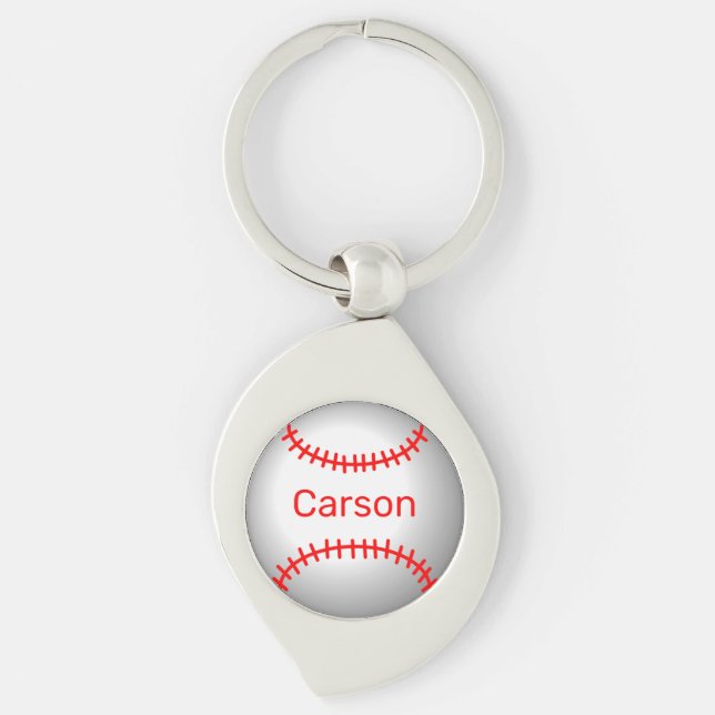 Chaveiro Baseball Personalizado com Pontas Vermelhas (Frente)