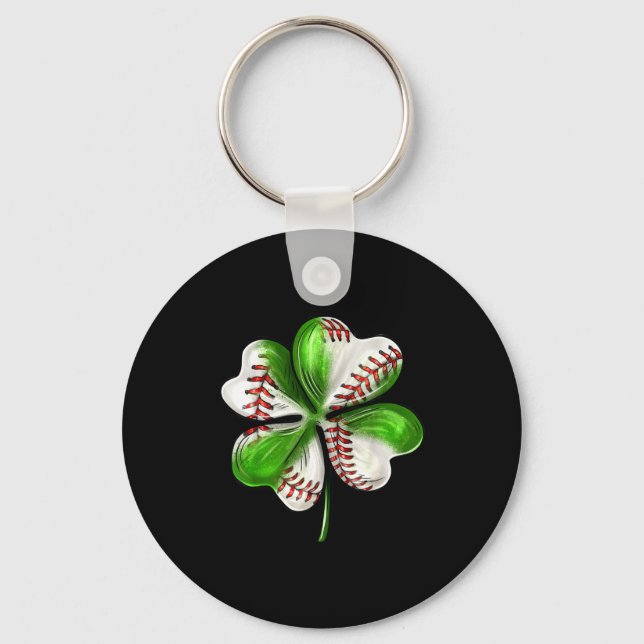 Chaveiro Baseball Shamrock St Patrick's Day Clover With Bas (Frente)