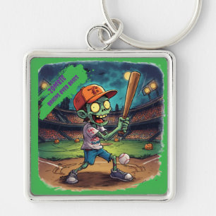 Chaveiro Basebol de Halloween, Zumbi,Cérebros Sobre as Base