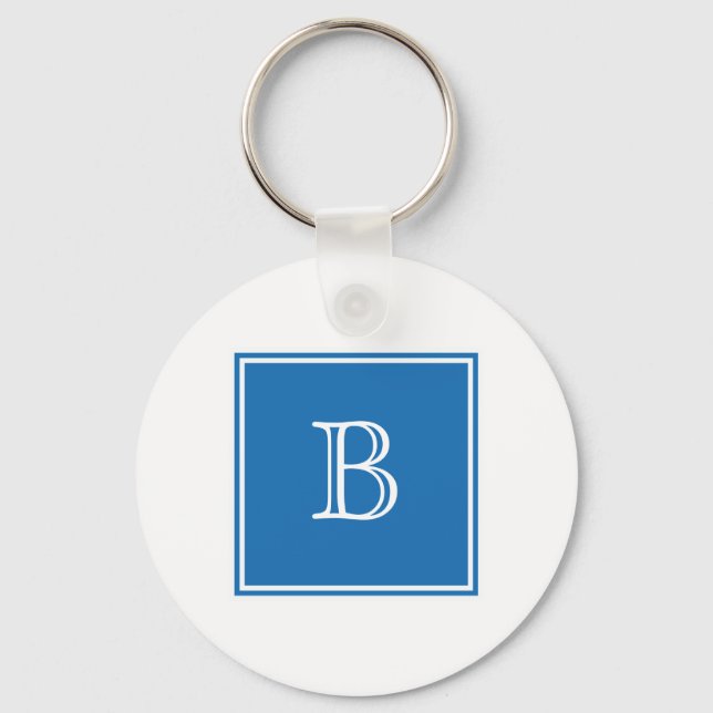 Chaveiro Básico de Monograma Azul (Frente)