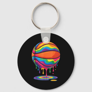 Chaveiro Basquete Colorido Gotejante Design de Arte Vibrant