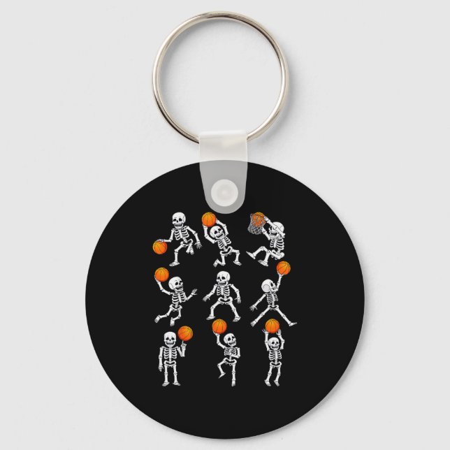 Chaveiro Basquete de Halloween Esqueletos Dunking Dribble M (Frente)