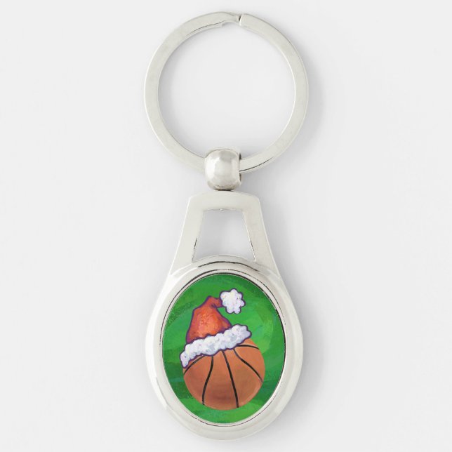 Chaveiro Basquete Santa Hat em Verde (Frente)