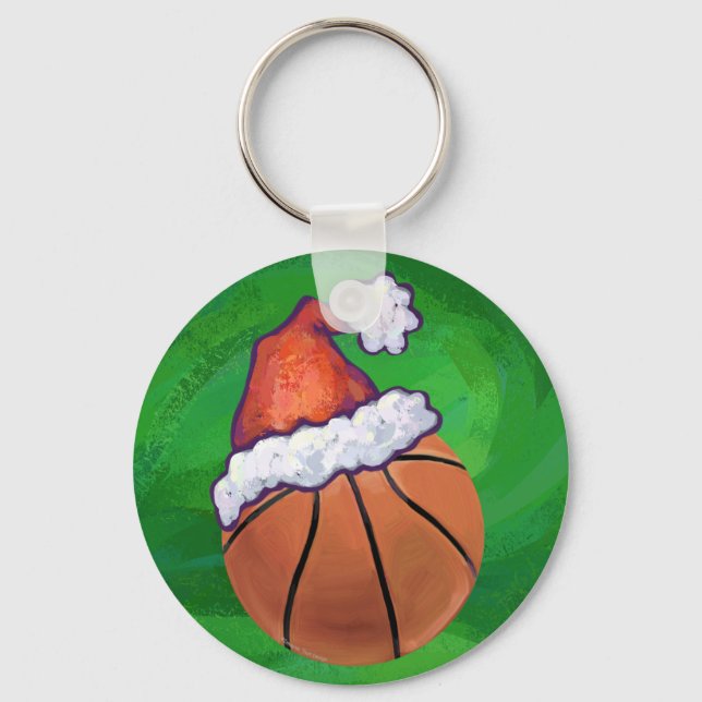 Chaveiro Basquete Santa Hat em Verde (Frente)